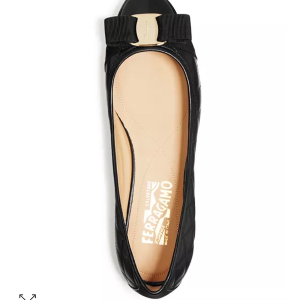 Salvatore Ferragamo Black Quilted Leather Flats - Picture 4 of 7